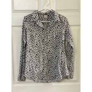 J.Crew The Perfect Shirt Black & White Leopard Print | Size M